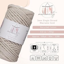 Tek Telli Makrome Kordon 3 mm x 100 Yard (300 Ft) 3 mm Tek Telli Latte Pamuk Kordon Makrome Sanat ve El Sanatları Duvar Askıları Için Geri Dönüşümlü Pamuk Kordon Ipliği Dıy (Latte, 1