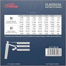 AC134-N Klasik Gitartelli Klasik Naylon Gitar Telli,normal Gerginlik 28-43 Ölçü, Paslanma Önleyici Kaplama, Gümüş Kaplama