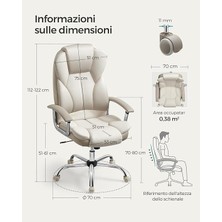 Ofis Sandalyesi, Çalışma Masası Sandalyesi, Kolçaklı Oyun Sandalyesi, Bilgisayar Sandalyesi, Müdür Koltuğu, Yüksekliği Ayarlanabilir, Ev Ofisi, Çalışma Odası, Krem Beyazı, Kamel Kahverengisi