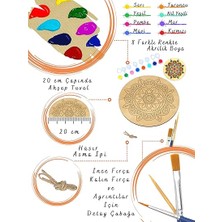 Inside Güneş Mandala Ahşap Boyama Tuval Seti Hediye Hobi Kiti 20 cm