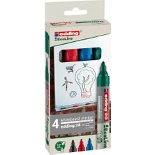 28 Ecoline Beyaz Yazı Tahtası Kalemi, 4'lü Set, Karışık Renkler, Yuvarlak Uç, Yeniden Doldurulabilir