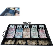 Plastik Çekmece Içi Para Düzenleyici 5 Banknot 4 Bozuk Para Gözlü 40,5 x 24,5 x 3,5cm
