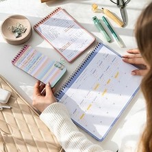 A4 Haftalık ve Günlük 3’lü Masaüstü Süresiz Planlayıcı Set – Çiçekler