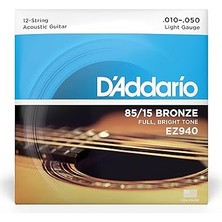 EZ940 Akustik Gitar Tel Seti, 12 Telli, 85/15 Bronze, Li