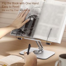 Profesyonel Kitap Okuma Tutucu Ders Çalışma Sunum Standı Kaliteli Karbon Çelik ve Ahşap Malzeme 360 Derece Döner Yüksekliği ve Açısı Ayarlanabilir Tablet Tutucu Kullanım TM13 Açık Kahve