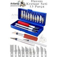 Kretuar Seti 13 Parça 1 Paket Plastik Kutulu Neşter Seti Gravür Ahşap Oyma Kesme Çelik Bıçak Seti Hobi