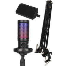 V6 Rgb Set USB Oyuncu ve Yayıncı Mikrofonu Condenser Stüdyo (Kayıt Gaming Tiktok Twitch Canlı Yayın Discord Youtube)