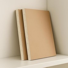 Tanıtım Özel Tasarım Kraft Kapaklı A4 Defter - 180 Derece Açılabilir, Sırtı DIKIŞLI,%100 El Işçiliği, Ofis, Okul, Günlük Kullanım Için Ideal Defter (Çizgisiz)