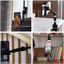 Dikiz Aynası, Koltuk Arkası, Çalışma Masası Telefon Tutucu, Standart, Iphone, Samsung, Xiaomi, Huawei Uyumludur, 360 Dönebilen Çok Fonksiyonlu Akrobat Telefon Tutucu