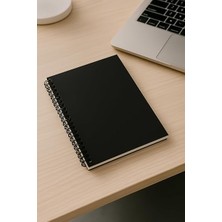 Tanıtım Çizgili Spiralli Not Defteri, A5 Boyut (15X21 Cm), 60 Yaprak, 90GR. Ivory Kağıt, Ofis Için Ideal (Siyah Kapak)