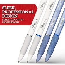 S-Gel Jel Kalem 0.7 mm Uç, Buz Mavisi & Beyaz Inci 4'lü Paket, Siyah & Mavi Mürekkep
