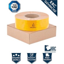 Sarı Tüvtürk Onaylı Reflektör Fosforlu Şerit Bant Petekli Reflektif Bant 5cm x 1m KRCNM216