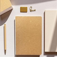 Tanıtım Özel Tasarım Kraft Kapaklı A5 Kareli Not Defteri - 180 Derece Açılabilir, Sırtı DIKIŞLI,%100 El Işçiliği, Ofis Için Ideal, Planlayıcı (Kareli)