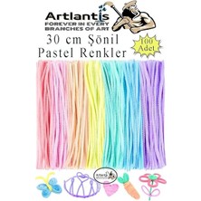 Pastel Renkler 30 cm 100 Lü 1 Paket Pastel Renkli Tüylü Tel Peluş Tel 30 cm Elişi Okul Projeleri Süsleme