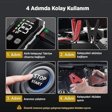 F11 15800MAH 2000A Akü Takviye Cihazı Taşınabilir Jump Starter (Powerbank+Led Lamba+Lcd Ekran)