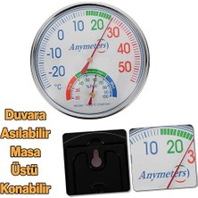 Termometre Isı ve Nem Ölçer Sauna Sıcaklık Ölçme Derece Gösterge Pilsiz Mekanik Düz 1 Adet