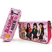 Kalem Kutusu Black Pink Organizer Kalemkutu Vegan Deri Üç Bölmeli Kalemlik-Pembe