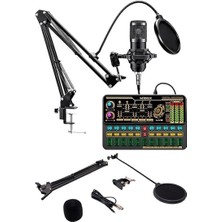 BM800 Live Platinium Set Efektli Ses Kartı Mikrofon Stand Kayıt Canlı Yayın Seti (Pc ve Telefon)