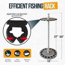 Creek Creations Dikey Olta Tutucu Yuvarlak Depo Zemin Rafı – Garaj Depolama Için 16 Olta Kombinasyonunu Saklayın – Sağlam Konstrüksiyon, Aletsiz Montaj