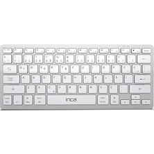 IBK-565ST Bluetooth 5.0 Rechargeable Smart Silver Keyboard, 150 Saat Kullanım Süresi, Telefon, Tablet,pc, Tv, Bt Cihazlarla Uyumlu, Taşınabilir, 10M Kullanım Mesafesi