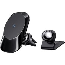 CH-7071 iPhone Uyumlu 12 ve 13 Serisi 15W Hızlı Kablosuz Şarjlı Araç Telefon Tutucu Siyah