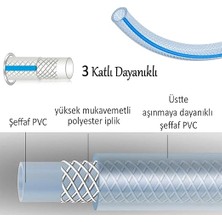 Metre Örgülü Şeffaf Bahçe Hortumu Dayanıklı 3 Katlı Sağlam Su Sulama Yıkama Hortum 12.5 mm 1/2"