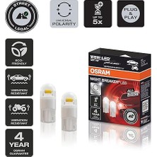 T10 W5W LED Night Breaker Plaka Park Içmekan Ampulü, 12V 1W, 2'li Paket, Universal Polarite, 4 Yıl Garanti