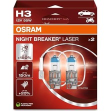 Night Breaker Laser H3 Ampul 64151NL -%150 Daha Fazla Işık