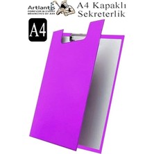Kapaklı A4 1 Adet Renkli A4 Kapaklı Sekreterlik Klipsli Metal Mekanizmalı 80 Yaprak Kapasiteli Ofis Büro Mor