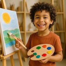 Tuval Duvar Geniş Alan 3lü Zemin Fırçası Beyaz Kıl Fırça Ahşap Sap