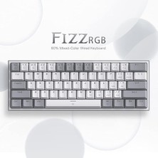 K617-RGB 16,8 Milyon Rgb Aydınlatma, Red Switch Fizz%60 Q Türkçe Kablolu Mekanik Oyuncu Klavyesi Beyaz Gri