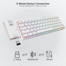 K530 Draconic%60 Kompakt Rgb Kablosuz, 5.0 Bluetooth Oyun Klavyesi Kahverengi Anahtarlı ve 16,8 Milyon Rgb Aydınlatma
