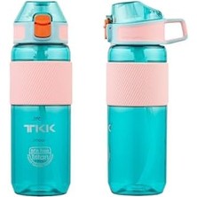 Ayko Tkk 700ML Pipetli Taşıma Kulplu Silikon Gövde Ölçü Skalalı Su Matarası (Turkuaz)