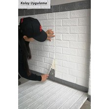 Home 70X77 cm Beyaz 0,54M² 3D Dekoratif Kendinden Yapışkanlı Esnek Duvar Kağıdı Kaplama Paneli Köpük