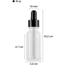 30 ml Metal Kapaklı Damlalık Dropper Şişesi Serum 30 cc Cam Şişe 6 Adet (Siyah Kapak, Şeffaf)
