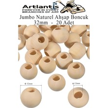 Ahşap Boncuk 32MM 20 Li 1 Paket Ham Boyanabilir Ahşap Yuvarlak Doğal Boncuklar Takı Tasarım Ektinlik Kreş Okul