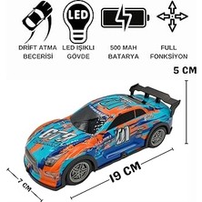 2.4 Ghz Rc Full Fonksiyon LED Işıklı Gövde 1:22 Şarjlı Uzaktan Kumandalı Drift Arabası (Turkuaz)
