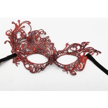 Ayko Chermik Renk Örgü Işlemeli Parti Maskesi Model 1, Tek Ebat, Parti Maskesi, Kırmızı, Üniseks