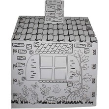 Çocuk Karton Boyama Evi (Beyaz)