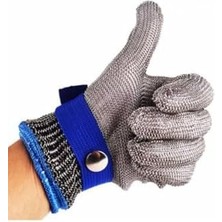 Ayko Kasap Eldiveni Kesilmez Çelik Eldiven Paslanmaz Metal Tel Hasır Örgü Kesim Güvenliği S Gri