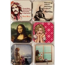 Ayko Bardak Altlığı 6'lı Şans Butiği Ahşap Baskılı Doğa, Ünlüler, Sanat Eserleri, Mandala, Ilham Verici Görsel & Içerikler Asorti EASYSO4134