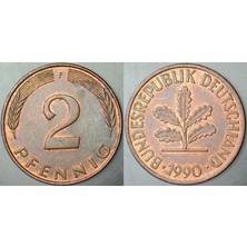 Banknoting Almanya 2 Pfennig 1990 F.