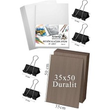 Karakalem Eskiz Çizim Seti Durolit Seti 35X50 cm Duralit 1 Adet 35X50 Resim Kağıdı 25 Adet Mandal Metal 4 Adet