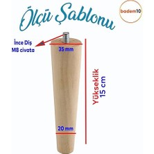 Ahşap Mobilya Koltuk Kanepe Sehpa Masa Ayağı Ayakları M8 Civatalı 15 cm + Bağlantı Aparatlı 8'li Set