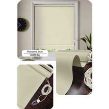 YS Perde Tasarım Panama Mat Keten Ekstra Kalın Lüx Güneşlik Stor Perde, Alüminyum Kasalı Yüksek Kaliteli - Bej PNM/BJW1130