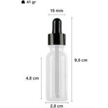 20 ml Metal Kapaklı Damlalık Dropper Şişesi Serum 20 cc Cam Şişe 6 Adet (Siyah Kapak, Şeffaf)
