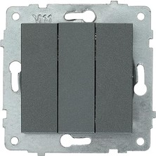 Ovivo Grano Füme - Anahtar - Komütatör - Vavien - Üçlü Anahtar - Light Anahtar (Üçlü Anahtar Füme 4 Adet)