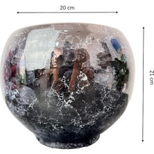 Tasarımı Ev Dekorasyon Siyah Mermer Efektli Artistik Çift Sırlı Iç ve Dış Mekan Kullanımlı Toprak Terrakota Saksı Saksılık Salon Çiçeklik