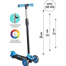 Tekerlekli LED Işıklı Yükseklik Ayarlı Çocuk Scooter - Çocuklar Için Işıklı Tekerlekli Scooter