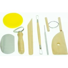Ayko Renovon Ahşap Saplı Seramik ve Doğal Kil Hamuru Oyma Şekil Verme Alet Seti Yeni Başlayanlar Için Ceramic Şekillendirme El Aleti Seti (Beyaz Kil/ Clay) Pottery Tool Kit